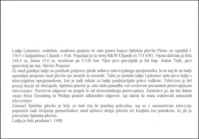 PRVI TELEVIZOR NA LADJI SPLOŠNE PLOVBE - TV LJUTOMER